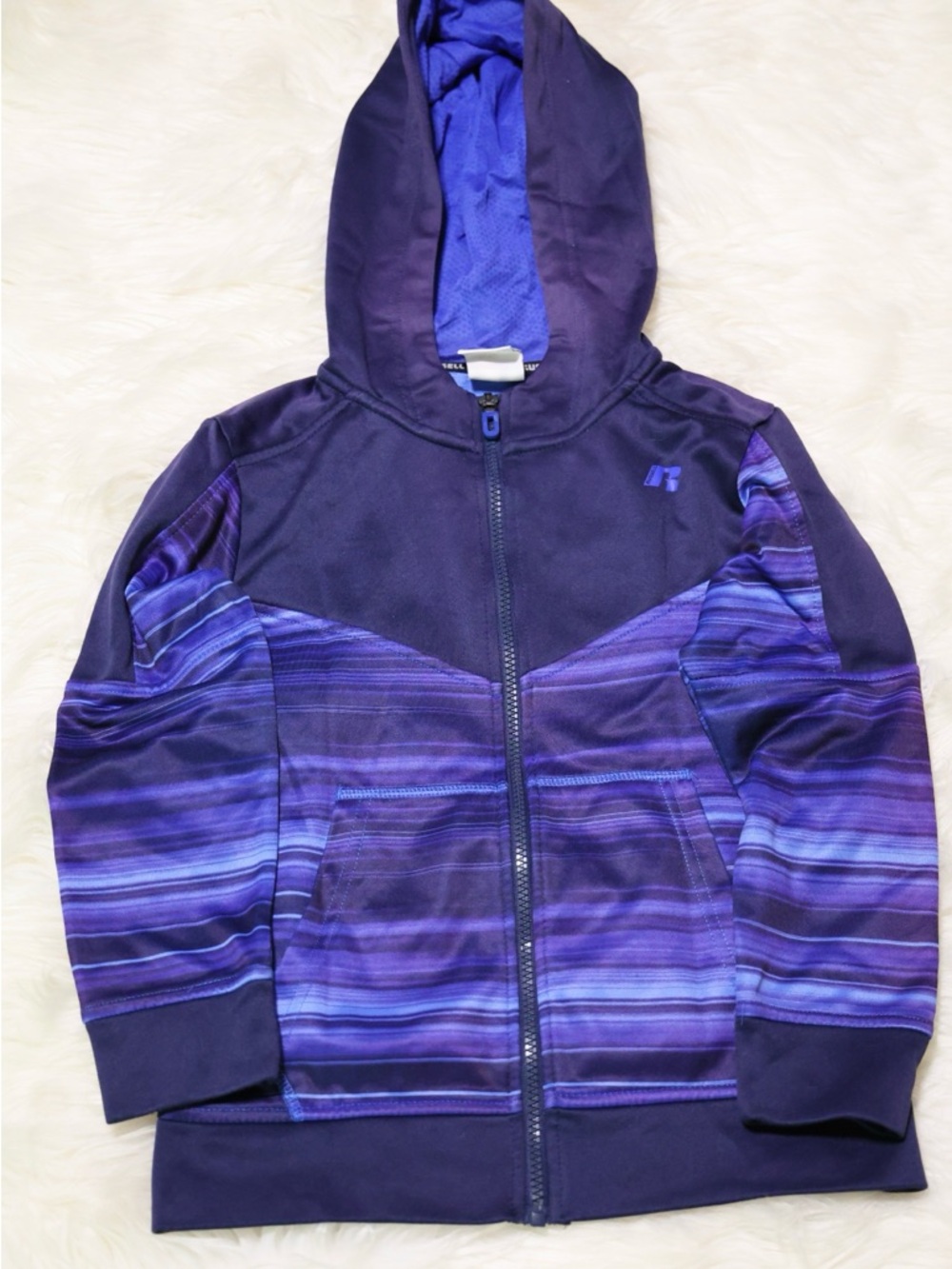 Russell Athletic Kids' Purple Striped Hooded Zip Jacket